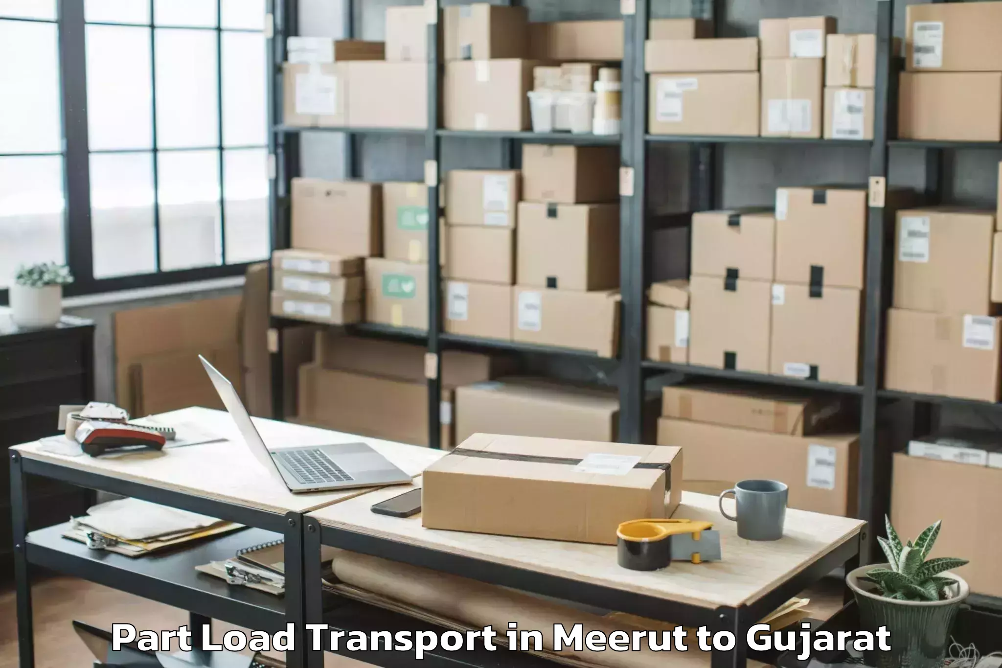 Book Meerut to Jhulasan Part Load Transport Online